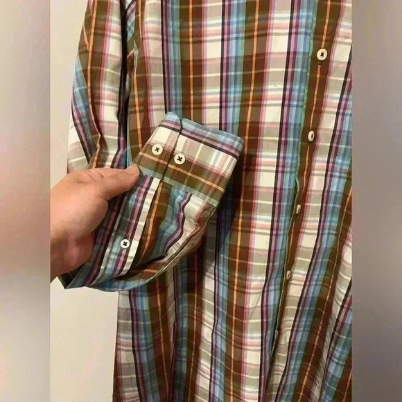 Peter Millar Striped 100% Cotton Button Down/ Button Up Dress Shirt Size Medium - Picture 5 of 9